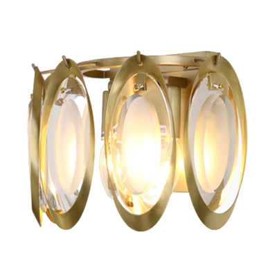 Oval Beveled Crystal Wall Lamp Postmodern 2 Lights Gold Wall Sconce Light for Living Room