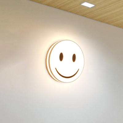 Round Flush Ceiling Light with Smile Emoji Led Mini Flushmount Lamp with Acrylic Shade