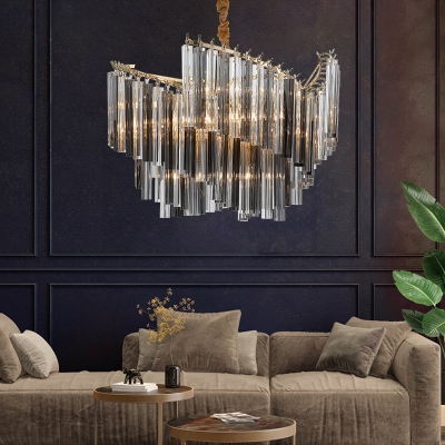 Spiral Hanging Light Kit Modern Smoke Gray Three Side Crystal Rod 5/10 Heads Living Room Chandelier Lamp