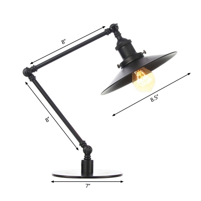 1 Light Dining Room Table Lighting Industrial Style Black/Brass Table Light with Flared Metallic Shade