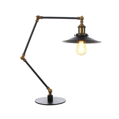 1 Light Dining Room Table Lighting Industrial Style Black/Brass Table Light with Flared Metallic Shade