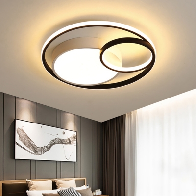Circle Ceiling Mounted Light Simple Acrylic LED Gray/White/Black and White Flush Mount Light in Warm/White/3 Color Light