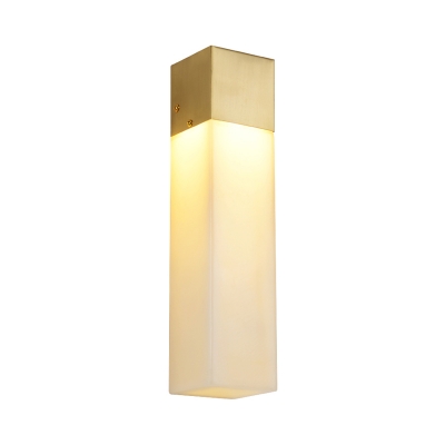 Cuboid Brass and Resin Wall Light Minimalist Single Textured White Sconce Light Fixture
