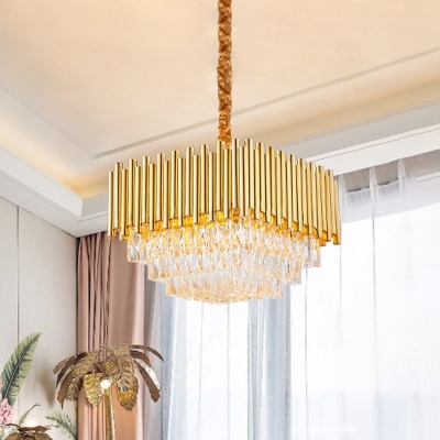 Golden Square Hanging Ceiling Light with Crystal Block Vintage 6/10/12 Lights Chandelier Lamp, 16