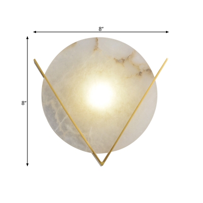 Marble Gold Sconce Light Fixture Round LED Colonial Flush Mount Wall Light for Bedroom
