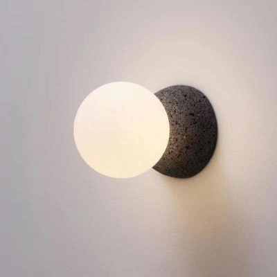 Matte White Glass Mini Sconce Ball Lamp Modern Style 1 Bulb Black Wall Mount Light