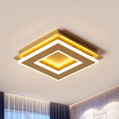 Metallic Round/Square Ceiling Lighting Modern Stylish LED Gold Finish Flush Lamp in Warm/White Light