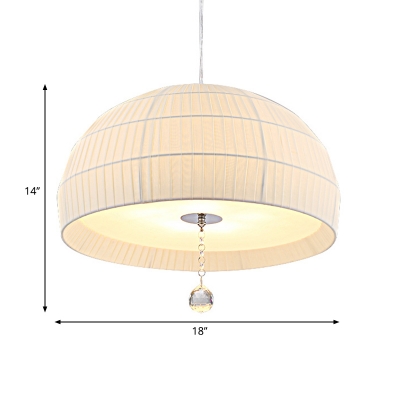Minimalism Domed Hanging Light with Acrylic Diffuser 5 Lights Bedroom Chandelier Light Fixture in White