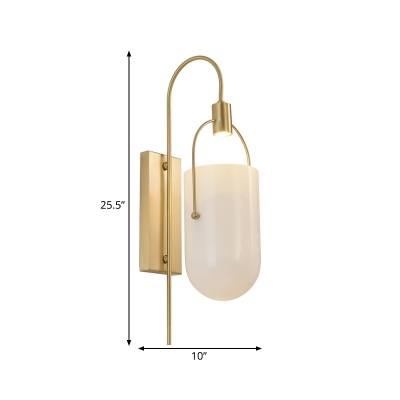 Modern Gooseneck Wall Mounted Lamp 1 Bulb Metallic Gold Finish Sconce Light Fixture