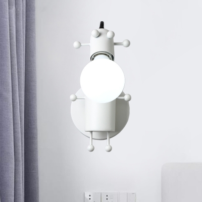 Open Bulb Adjustable Wall Lamp Modernist Metal 1 Head Wall Mount Lighting in Grey/White/Green