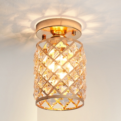 Pipeapple Corridor Mini Semi Flush Ceiling Light Crystal 1 Light Minimalist Ceiling Lighting in Gold