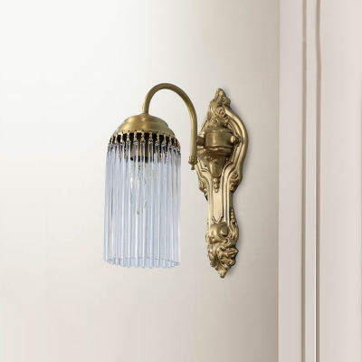 Postmodern Cylinder Wall Light K9 Strip Crystal 2 Lights Hallway Sconce Light with Gold Metal Backplate