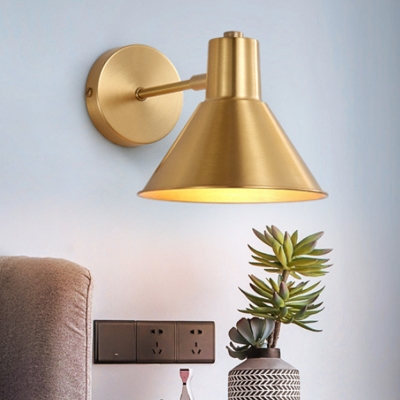 Single Brass Wall Mount Reading Lamp Minimalism Golden Dome Shape/Flared Sconce Lighting Fixture