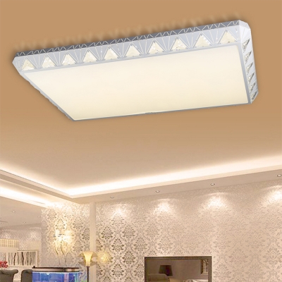 Tapered Round/Square/Rectangle Flush Lamp Modern Crystal White LED Ceiling Light with/without Remote Control Stepless Dimming