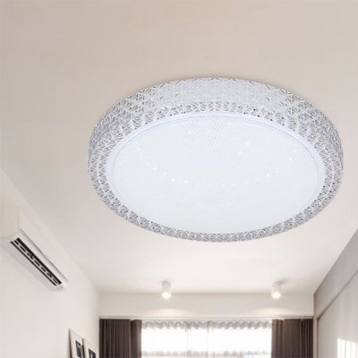 Crystal Disk Ceiling Light Fixture Minimalist White LED Flush Mounted Light for Bedroom
