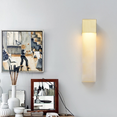 Gold LED Flush Mount Colonialism Resin Rectangle Wall Light Fixture for Bathroom