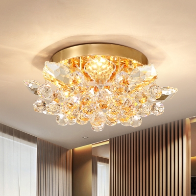 Irregular Crystal Flush Ceiling Light Minimal 4 Lights Gold/Silver Bedroom Flush Mounted Ceiling Light