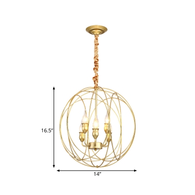 Metal Black/Gold Suspension Lighting Globe 4/6 Lights Classical Ceiling Chandelier for Living Room