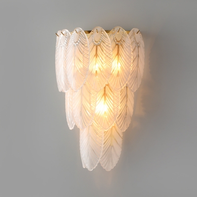 Shell Shaped Hallway Wall Sconce Light White Ribbed Glass 2/3 Lights Wall Mounted Light