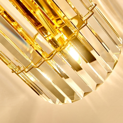 2/3-Heads Hallway Sconce Light Fixture Modern Gold Wall Lighting with Cylindrical Clear Crystal Shade