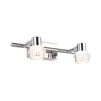 Clear Crystal Dome Vanity Wall Light Modernist Style 3 Lights Chrome Finish Wall Sconce, 12.5