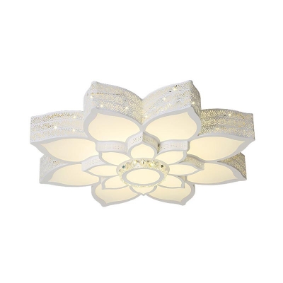Crystal Block Lotus Ceiling Light Modernism White 23.5