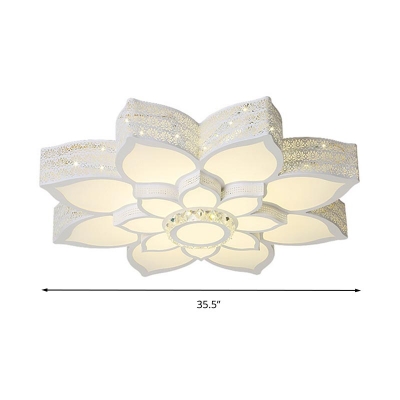 Crystal Block Lotus Ceiling Light Modernism White 23.5