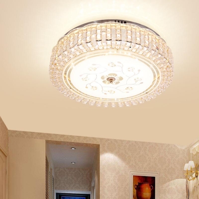 Drum Ceiling Light Modernism K9 Crystal White LED Flush Mount Light for Bedroom, 12