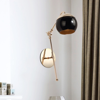 Modern Gooseneck Sconce Light 1 Bulb Brass Finish Wall Mount Lamp with Black/Clear Glass Shade