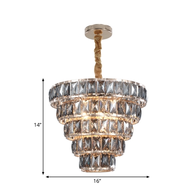 Multi Layer Tapered Hanging Light 3/5 Lights Modern Foyer Pendant Light with Faceted Cut Crystal Glass