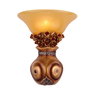 Resin Vase Wall Sconce Light Vintage 1 Head Bronze Finish Wall Mount Light Fixture