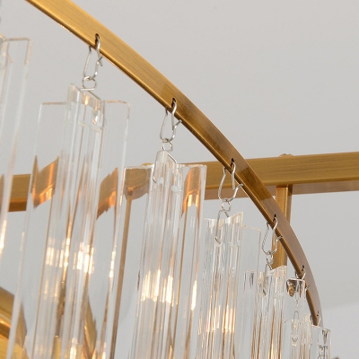 Tiered Clear Crystal Pendant Chandelier Modernism 8 Bulbs LED Gold Hanging Light for Living Room