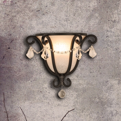 1 Head Metal Urn Wall Mount Light Vintage Sconce Light Fixture in Black/Weathered Bronze for Stairway