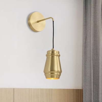 1 Light Bottle Sconce Lamp Minimalist Gold Finish Metallic Wall Mount Lamp with Arm