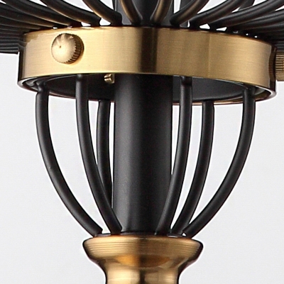 5 Bulbs Metal Empire Hanging Chandelier Vintage Pendant Lighting Fixture in Black and Gold