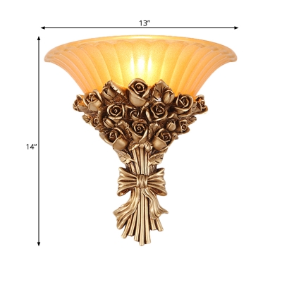 Bouquet Resin Wall Mount Lamp Colonial Single Light Gold Finish Wall Mounted Lamp