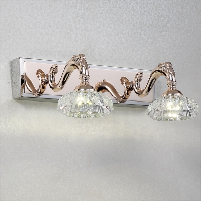 Bowl Clear Crystal Vanity Sconce Light Contemporary 2/3/4 Heads Gold Finish Wall Lamp, 13