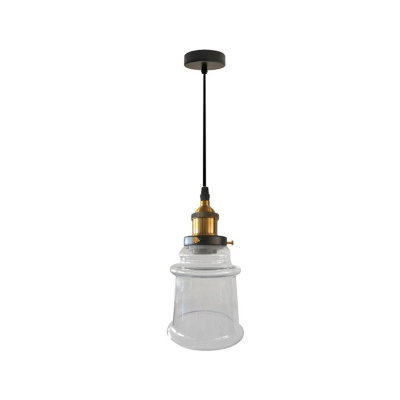 Clear Glass Bell Pendant Lamp Industrial Vintage 1 Light Height Adjustable Brass Finish Hanging Light Fixture