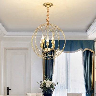 Metal Black/Gold Suspension Lighting Globe 4/6 Lights Classical Ceiling Chandelier for Living Room