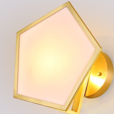 Opaque Glass Gold Wall Lighting Geometric Single Bulb Colonialism Sconce Light Fixture for Bedroom