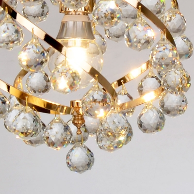 Orbit Chandelier Lamp with Clear Crystal Accent Modernist 1 Light Hanging Light in Gold for Foyer
