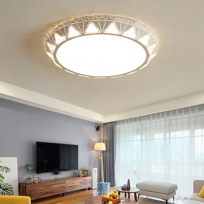 Tapered Round/Square/Rectangle Flush Lamp Modern Crystal White LED Ceiling Light with/without Remote Control Stepless Dimming