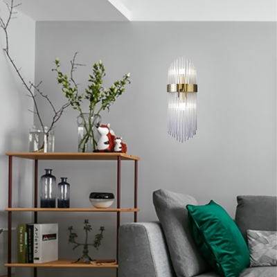 Tiered Crystal Sconce Light Fixture Modern Style 2 Lights Dining Room Wall Mounted Lamp in Gold