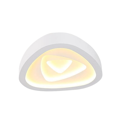 Triangle Acrylic Ceiling Flush Light Nordic Style LED White Indoor Lighting in Warm/White/Remote Control Stepless Dimming, 16.5