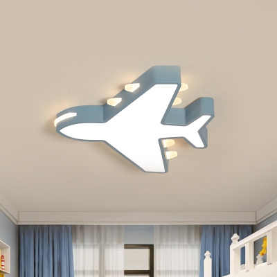 19.5/23.5 Inch Wide White/Blue Airplane Flush Mount Fixture Acrylic Modernism LED Flush Light in Warm/White Light