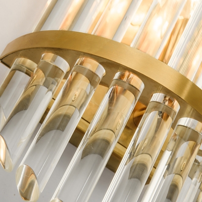 Classical Linear Sconce Light 2 Bulbs Crystal Wall Mounted Lighting in Gold for Living Room