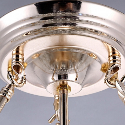 Dome Semi Flush Ceiling Light Minimalist Crystal 6-Light Dining Room Flush Mounted Ceiling Light in Gold