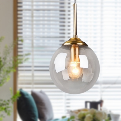 Globe Bedroom Pendant Lighting Amber/Clear/Smoke Gray Glass 1 Head Modernism Hanging Ceiling Light