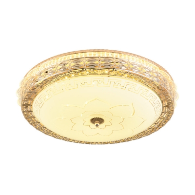 Gold Hollowed out Flush Lamp Simplicity LED Frosted Glass Ceiling Light Fixture in Third Gear