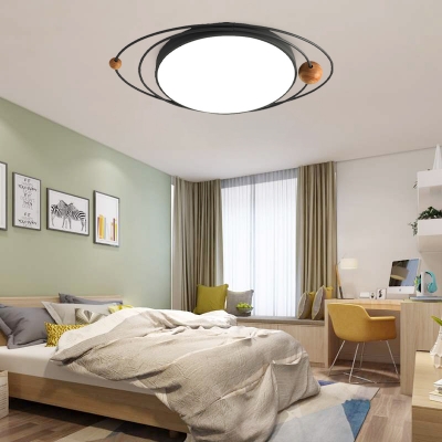 Gray/Green/White Round Flush Light Modernist 21